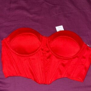 Elegant Red Strapless Bustier